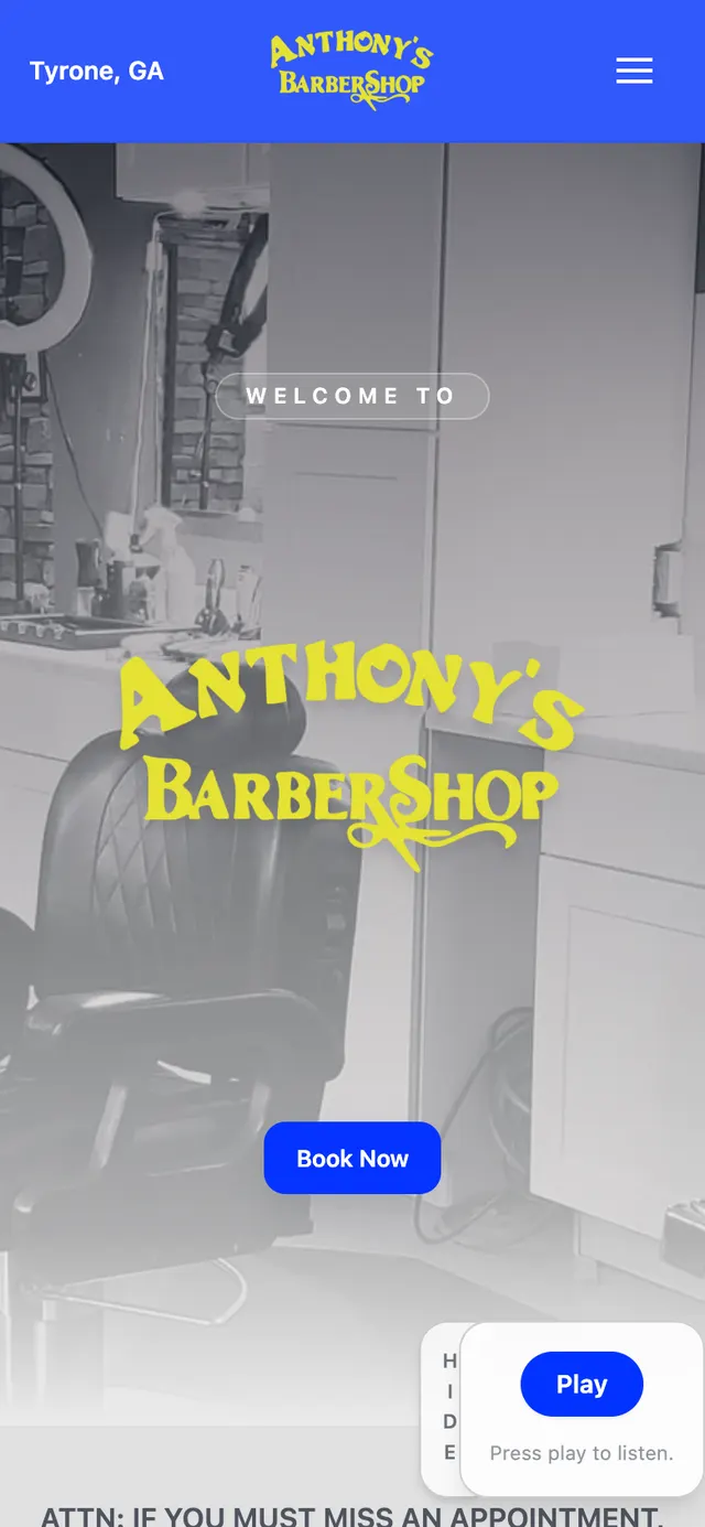 Anthony's Barbershop website